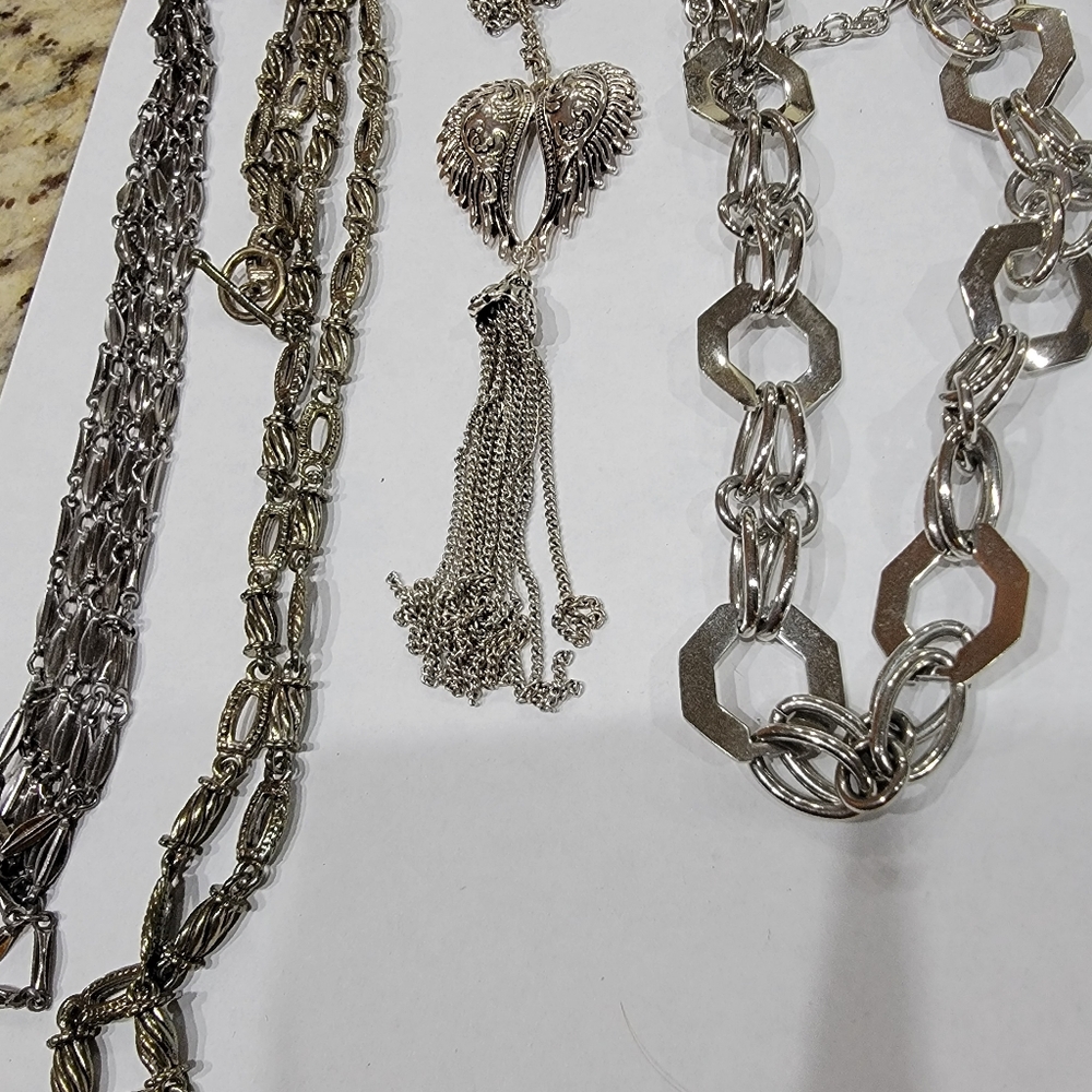 Silver tone necklaces